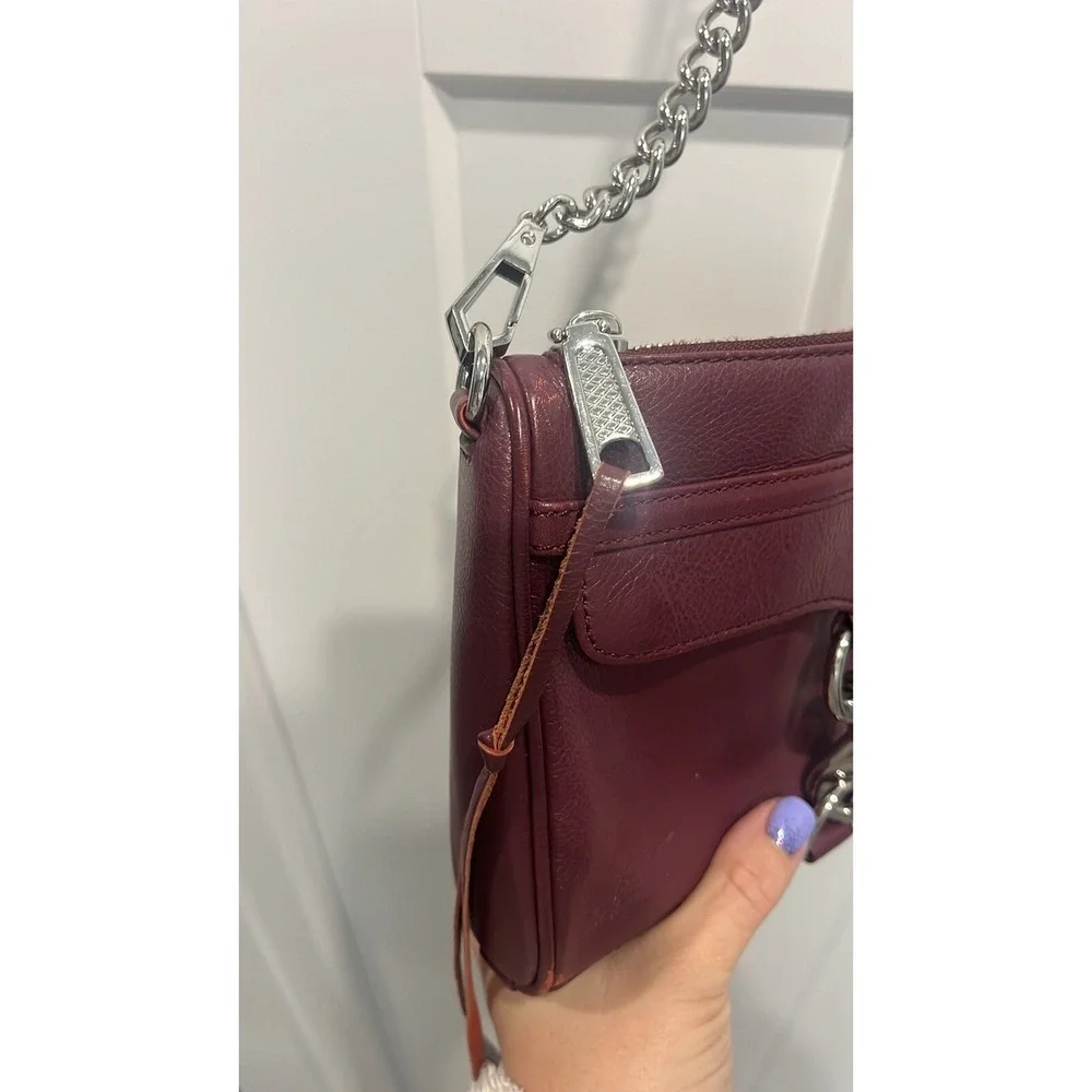Rebecca Minkoff Crossbody Purse Leather Silver‎ Hardware Burgundy Color Bag